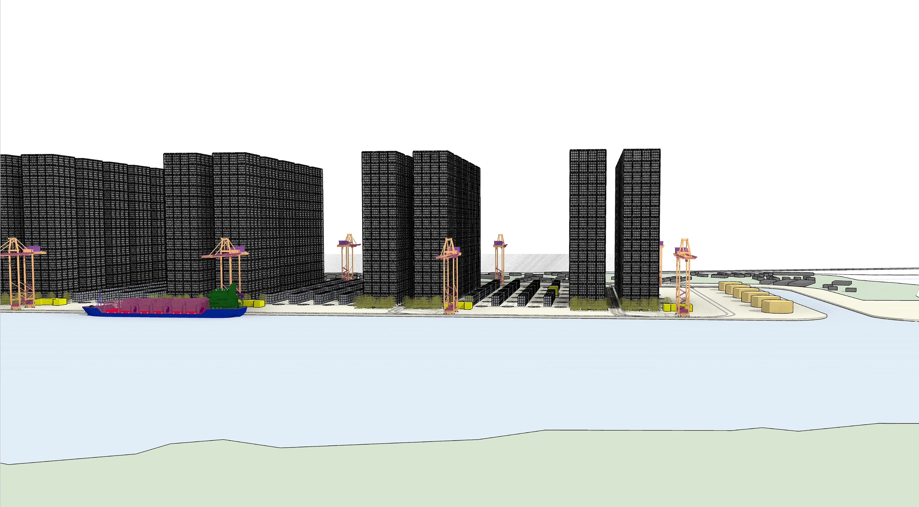 Port infrastructure architectural rendering — Trevor Pan Architects